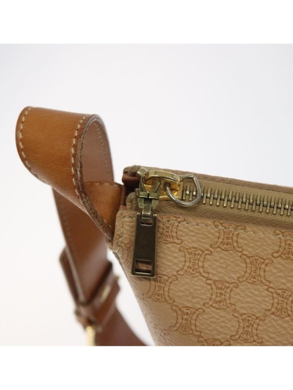 Authentic CELINE Macadam Canvas Shoulder Bag PVC Leather Beige Gold - Picture 4 of 16